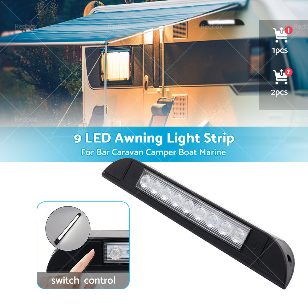 {{ 256mm 12V 9 LED Awning Light Touch Switch Strip Bar Caravan Camper Boat Marine }} - Buy Car Parts Online at {{ Kaka Auto Parts }}.