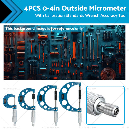 {{ 0-4in Outside Micrometer Set With Calibration Standards Wrench Accuracy Tool }} - Buy Car Parts Online at {{ Kaka Auto Parts }}.