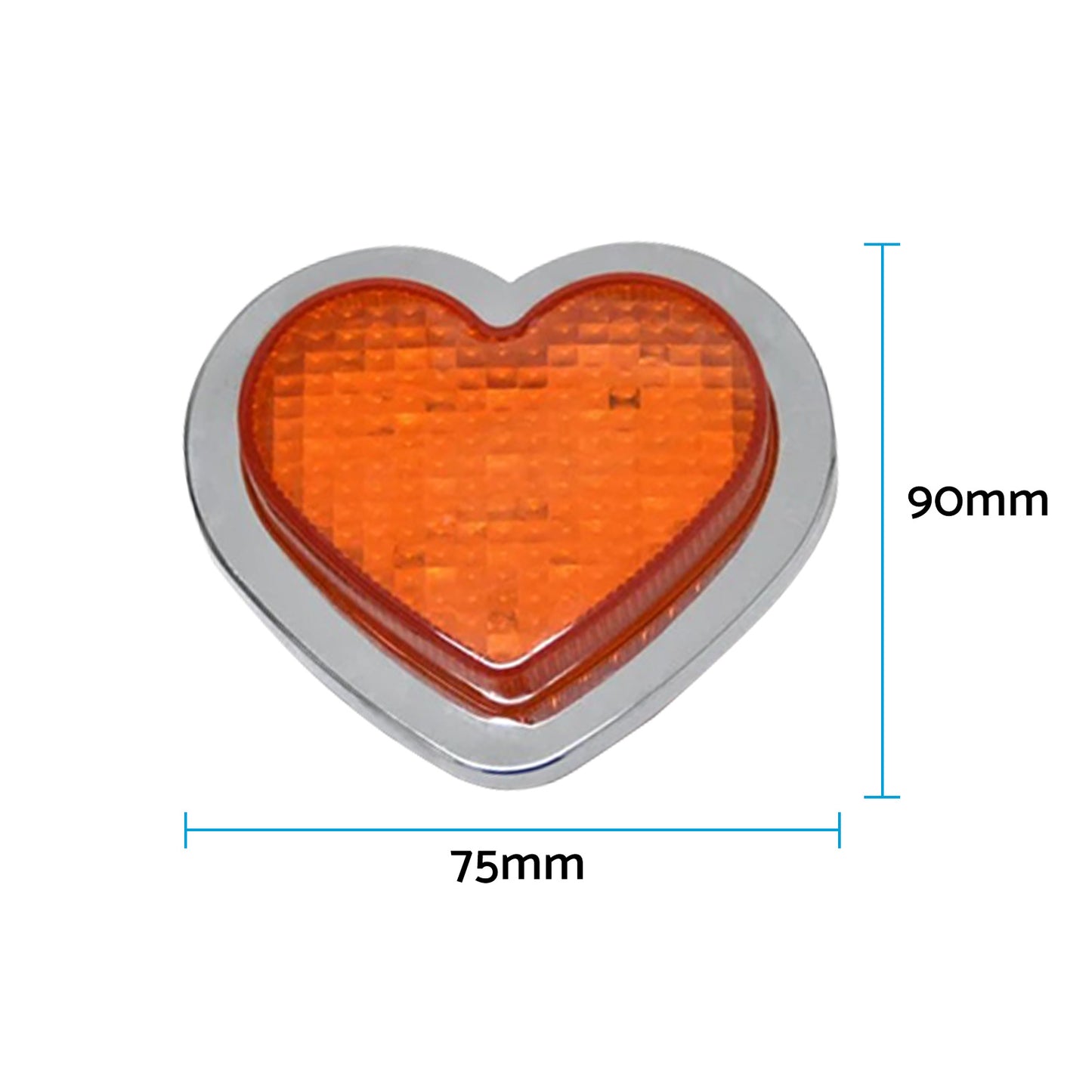 Heart Pair 12V LED Side Marker Indicators Clear Flash Amber