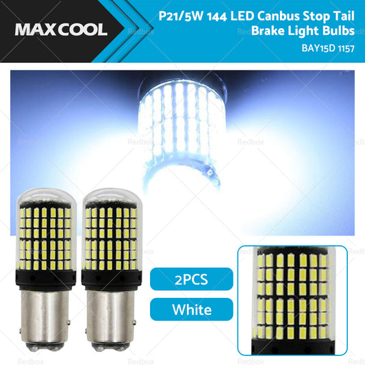 {{ 2X P21 or 5W BAY15D 1157 144SMD White LED Canbus Stop Tail Brake Light Bulbs }} - Buy Car Parts Online at {{ Kaka Auto Parts }}.