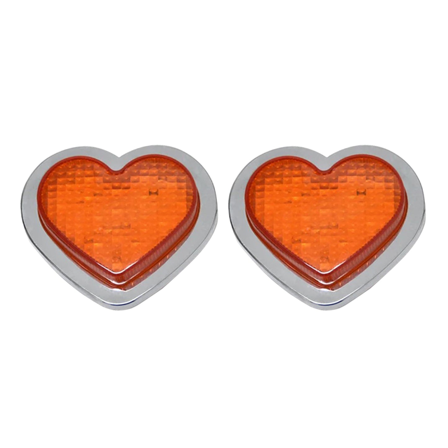 Heart Pair 12V LED Side Marker Indicators Clear Flash Amber