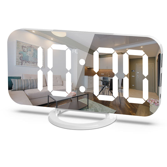 Digital Alarm Clock with Mirror LED Display Suitable for Wall & Bedroom