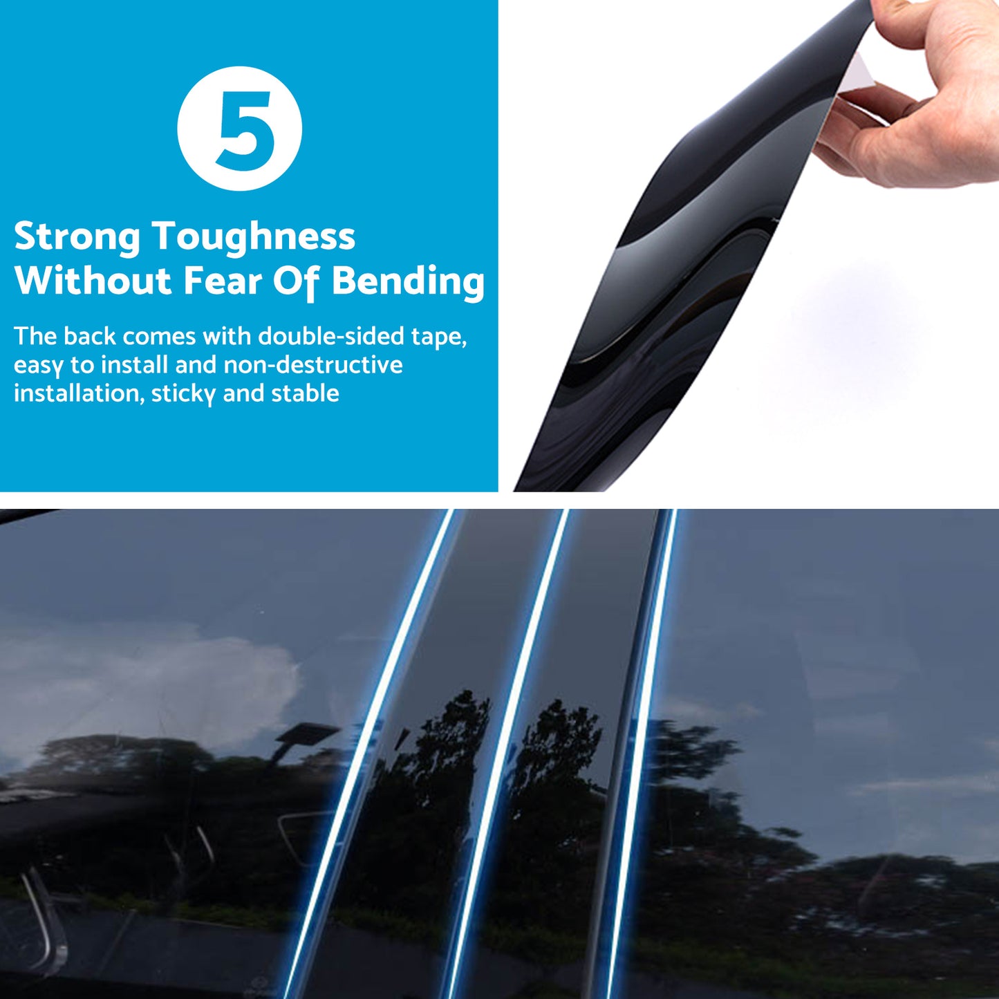 6x Black Window Trim Covers Suitable For Honda CR-V 2.4L 2007-2011