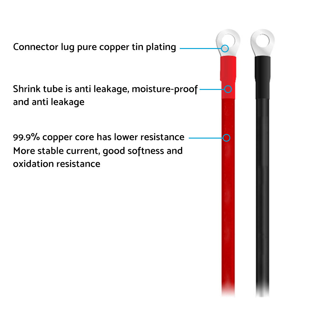 50cm 12V Battery Joiner Connector Lead Suitable For DC Wiring ¡§C 100A Cable With Red & Black Lugs