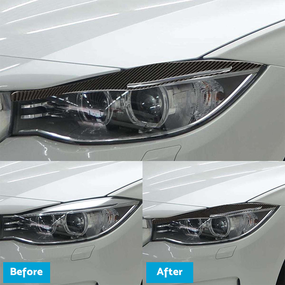 Carbon Fiber Headlight Eyebrow/Eyelids Cover Trim Suitable For BMW E90/E91 328i & 335i