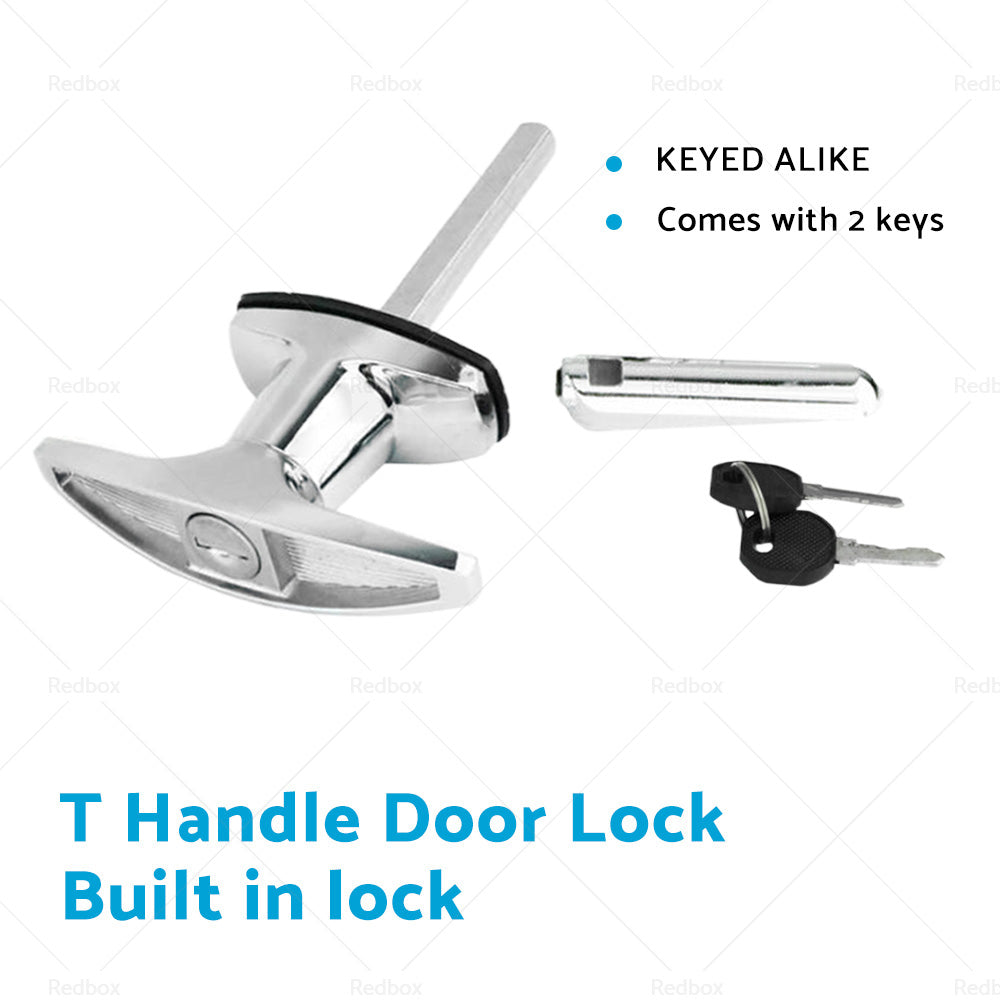 {{ 2 Set Chrome Rear Fixing T Handle Lock W or  Key For Trailer Caravan Canopy Toolbox }} - Buy Car Parts Online at {{ Kaka Auto Parts }}.