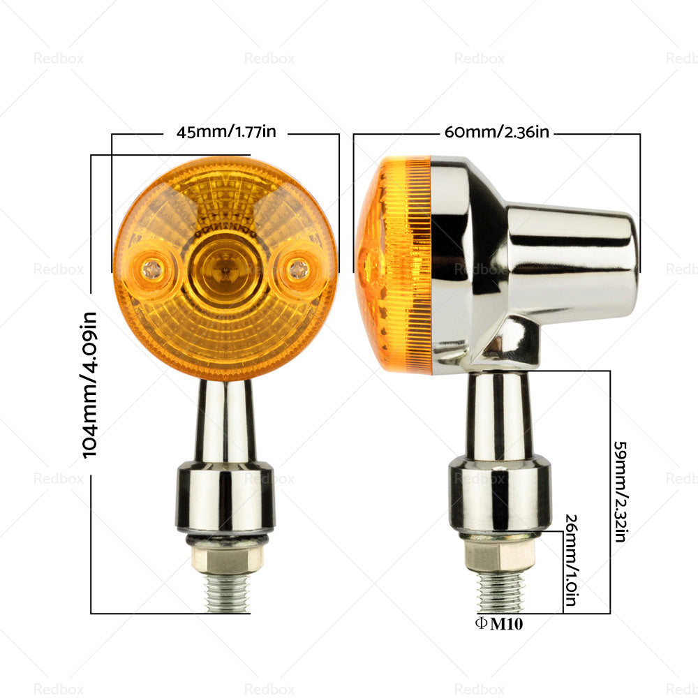 {{ 4x Chrome Motorcycle Turn Signal Lights Amber Indicators Blinker Universal Bulb }} - Buy Car Parts Online at {{ Kaka Auto Parts }}.
