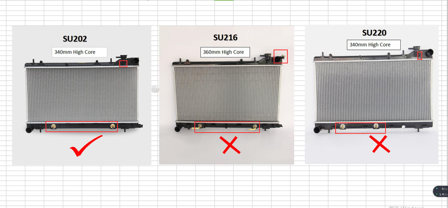 {{ RADIATOR FIT SUBARU FORESTER IMPREZA WRX EJ20 2. 0L Non Turbo AT MT 97-02 }} - Buy Car Parts Online at {{ Kaka Auto Parts }}.