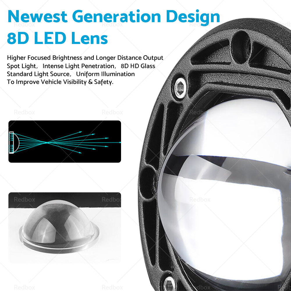 {{ 2x 3inch Flush Mount LED Work Light Bar Reverse Fog Lamp 4WD White Yellow 8D Len }} - Buy Car Parts Online at {{ Kaka Auto Parts }}.