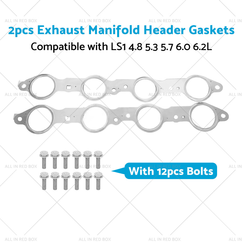 {{ 1 Pair Exhaust Manifold Header Gasket Suitable For LS LS1 4. 8 5. 3 5. 7 6. 0 6. 2L }} - Buy Car Parts Online at {{ Kaka Auto Parts }}.