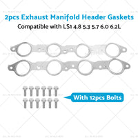 {{ 1 Pair Exhaust Manifold Header Gasket Suitable For LS LS1 4. 8 5. 3 5. 7 6. 0 6. 2L }} - Buy Car Parts Online at {{ Kaka Auto Parts }}.