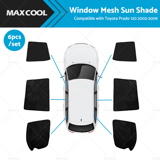 {{ 6x Foldable  Window Mesh Sun Shade Suitable For Toyota Prado 120 2003-2009 }} - Buy Car Parts Online at {{ Kaka Auto Parts }}.