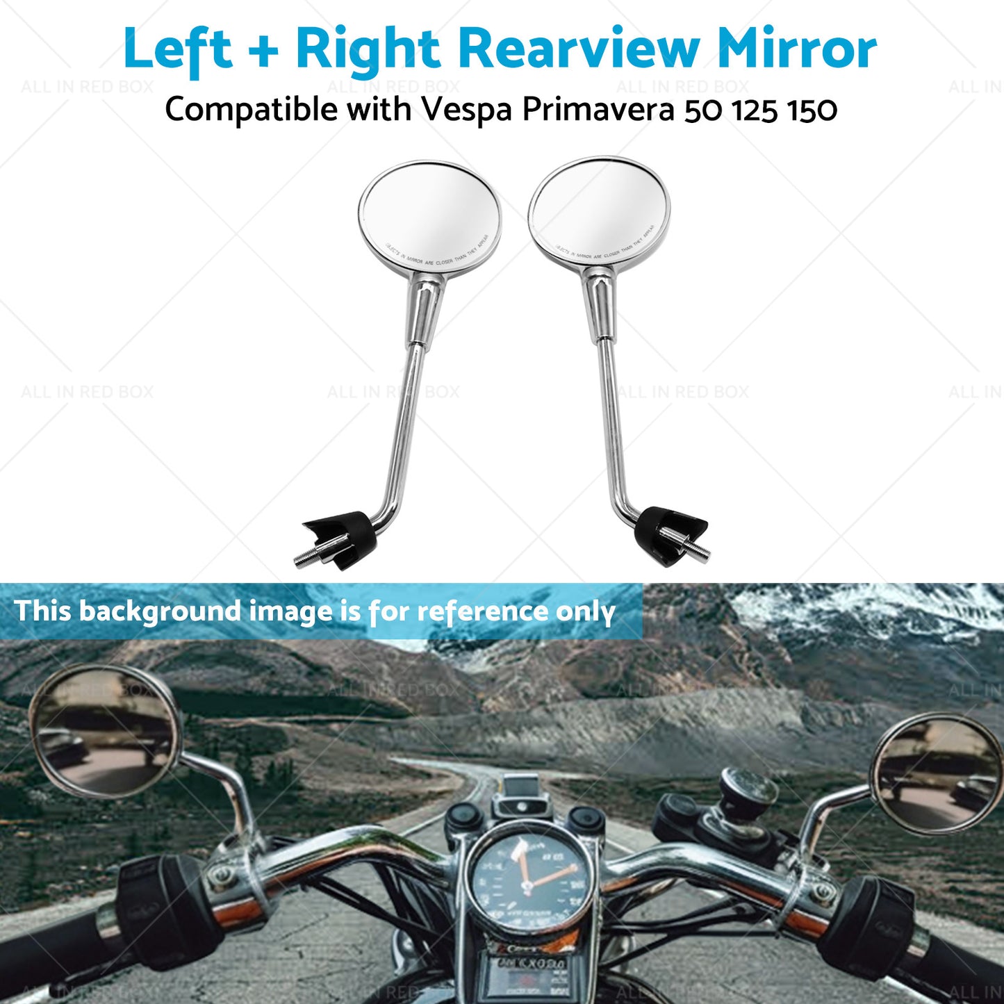 {{ Left  and  Right Rearview Mirror Chrome Suitable For Vespa Primavera 50 125 150 }} - Buy Car Parts Online at {{ Kaka Auto Parts }}.