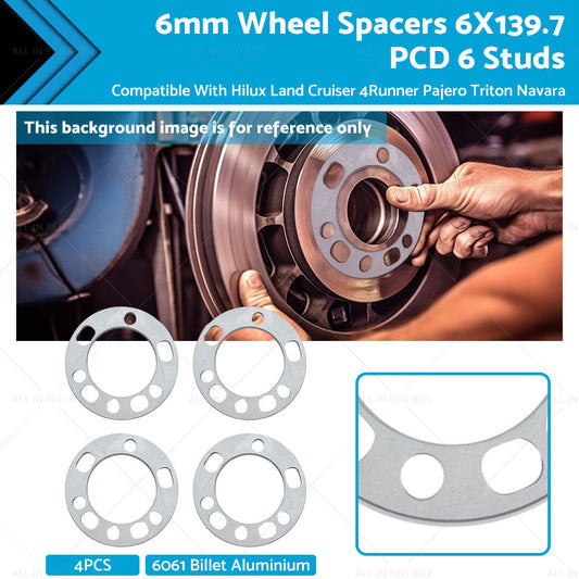 {{ 4PCS 6mm Wheel Spacers 6X139. 7 PCD 6 Studs Suitable For Hilux Land Cruiser }} - Buy Car Parts Online at {{ Kaka Auto Parts }}.