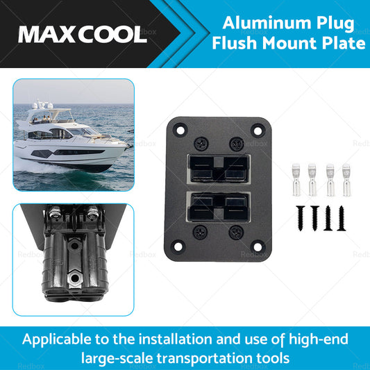 DUAL TWIN Aluminum For Anderson Style Plug Flush Mount Plate Panel 50 Amp