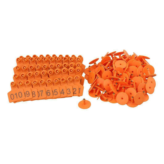 Small Plastic Livestock Ear Tags 5x4cm Numbered 100x Suitable For Sheep Cows Pigs Cattle