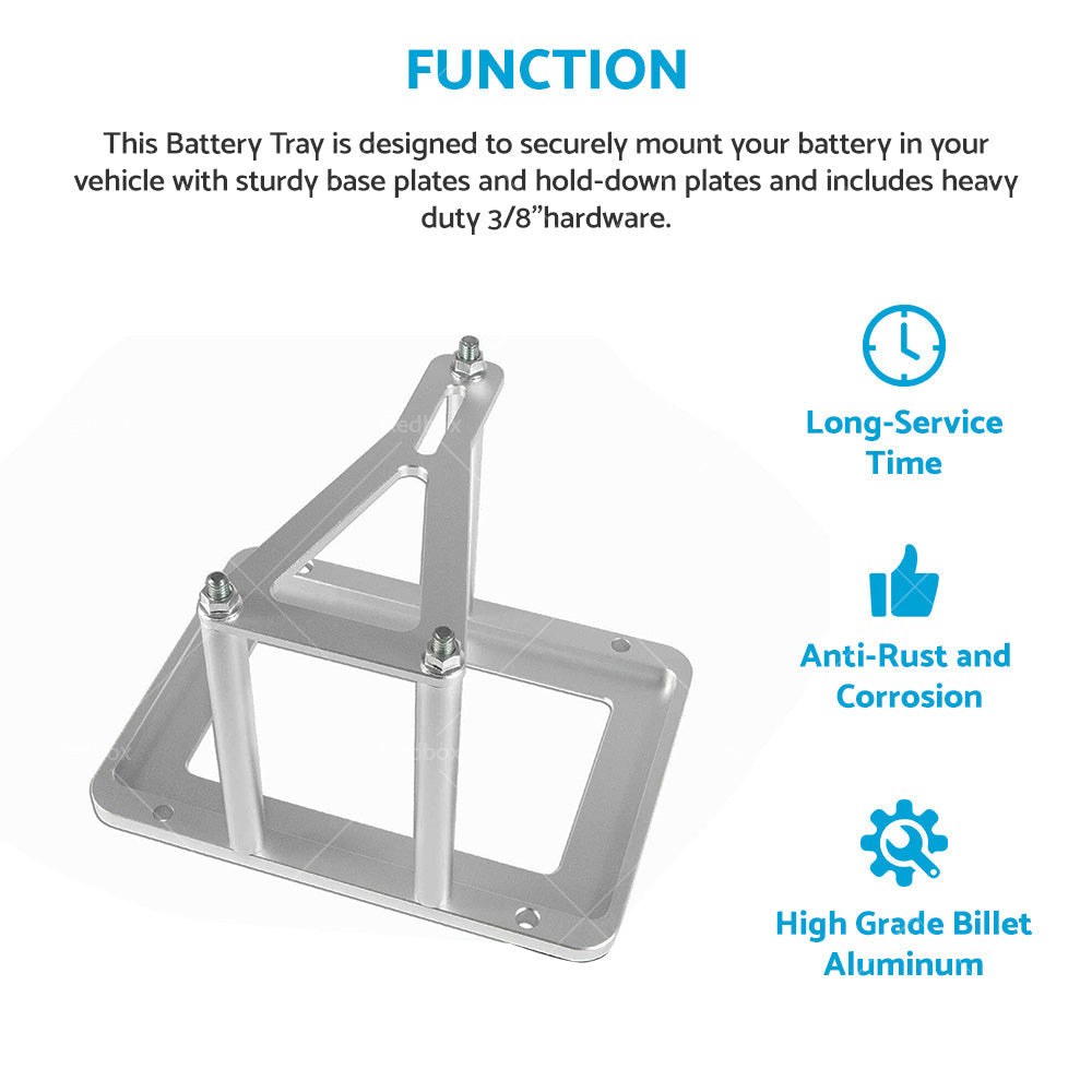 Universal Aluminum Billet Battery Tray Hold Down Relocation Box Mount Suitable For 551181
