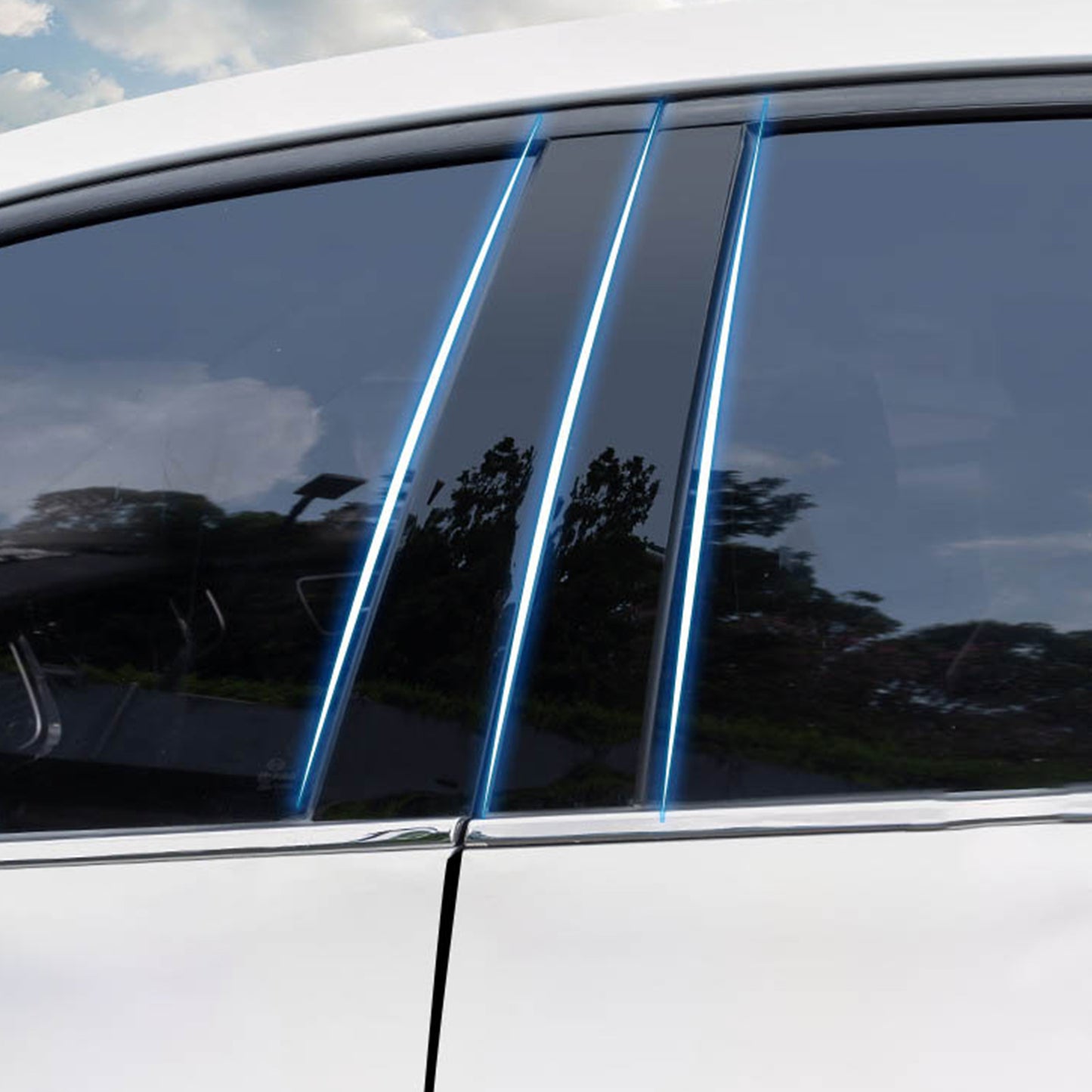 8x Black Pillar Post Cover Trims Suitable For Honda Civic Sedan 2012-2015