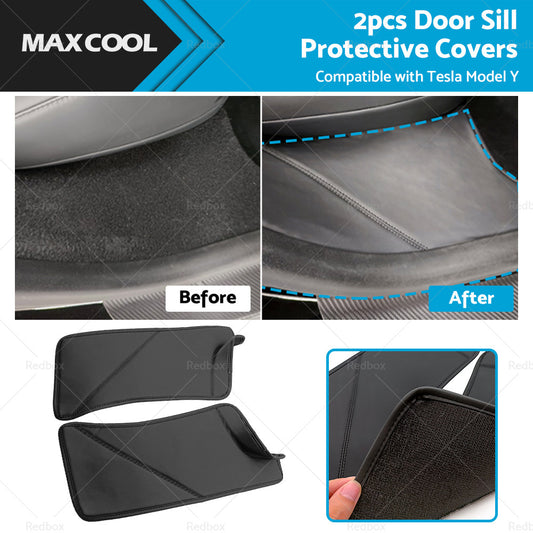 {{ 2PCS PU Rear Door Sill Protector Cover Pad Suitable for Tesla Model Y 2020-2022 }} - Buy Car Parts Online at {{ Kaka Auto Parts }}.