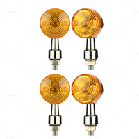{{ 4x Chrome Motorcycle Turn Signal Lights Amber Indicators Blinker Universal Bulb }} - Buy Car Parts Online at {{ Kaka Auto Parts }}.