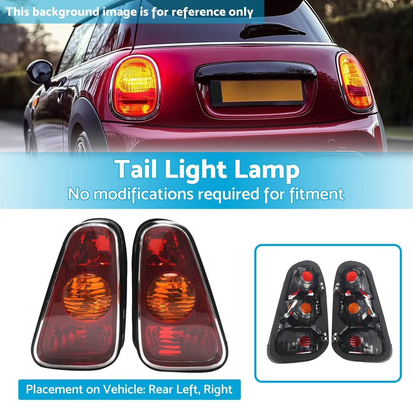 {{ Pair LH+RH Hand Tail Light Lamp Suitable For Mini Cooper Hatch R50 2001-2004 }} - Buy Car Parts Online at {{ Kaka Auto Parts }}.