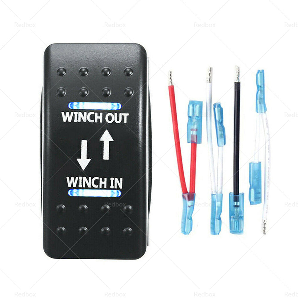 {{ 7-Pin Winch In Out Rocker Switch Blue LED Rocker Toggle Switch 12V-24V ON OFF ON }} - Buy Car Parts Online at {{ Kaka Auto Parts }}.